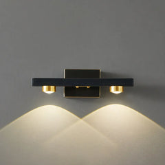Aplique pared negro y dorado estilo retro para baño