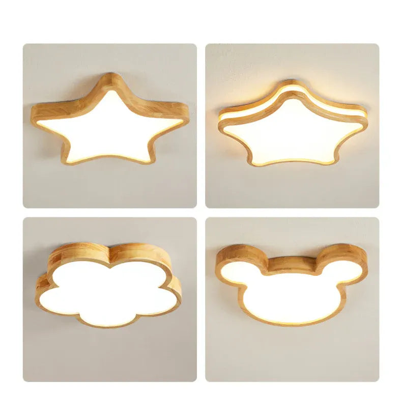 Wooden Star-Shaped Children's Ceiling Light