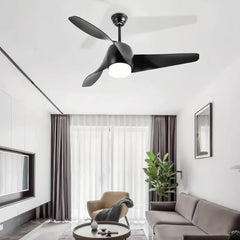 Ventilador de techo con luz 3 aspas diseño nórdico LED silencioso motor DC 132 cm salón