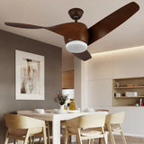 Three-Blade Wooden Streamlined Ceiling Fan with Light