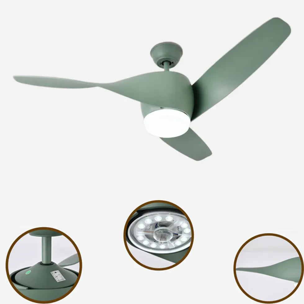 Three-Blade Wooden Streamlined Ceiling Fan with Light