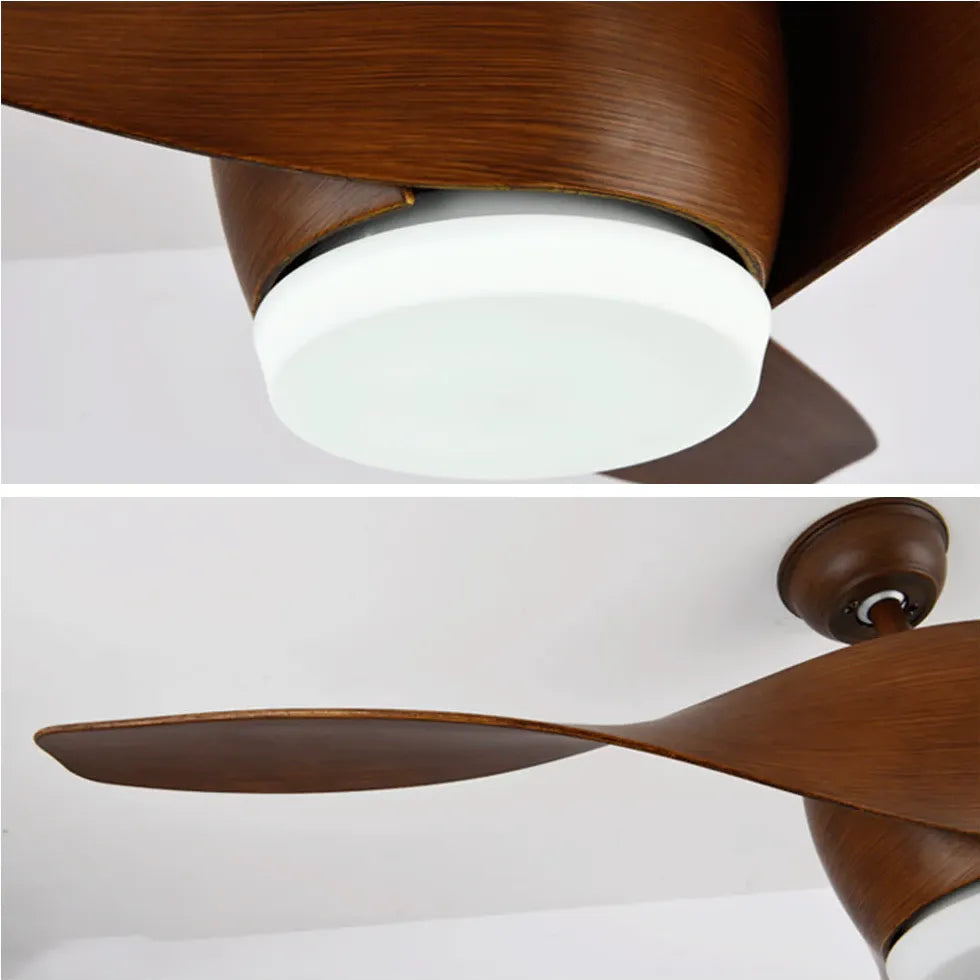 Three-Blade Wooden Streamlined Ceiling Fan with Light