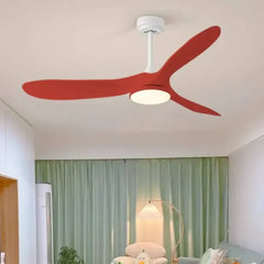 Ventilador de techo con luz diseño simple en rojo para comedor