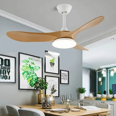 Ventilador de techo con luz diseño simple en rojo para comedor