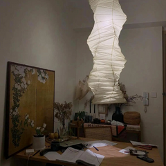 Lámpara Colgante Papel Blanca LED Plisada Estilo Japonés para Salón