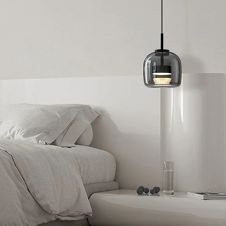 Black Transparent Glass Bedroom Pendant Light