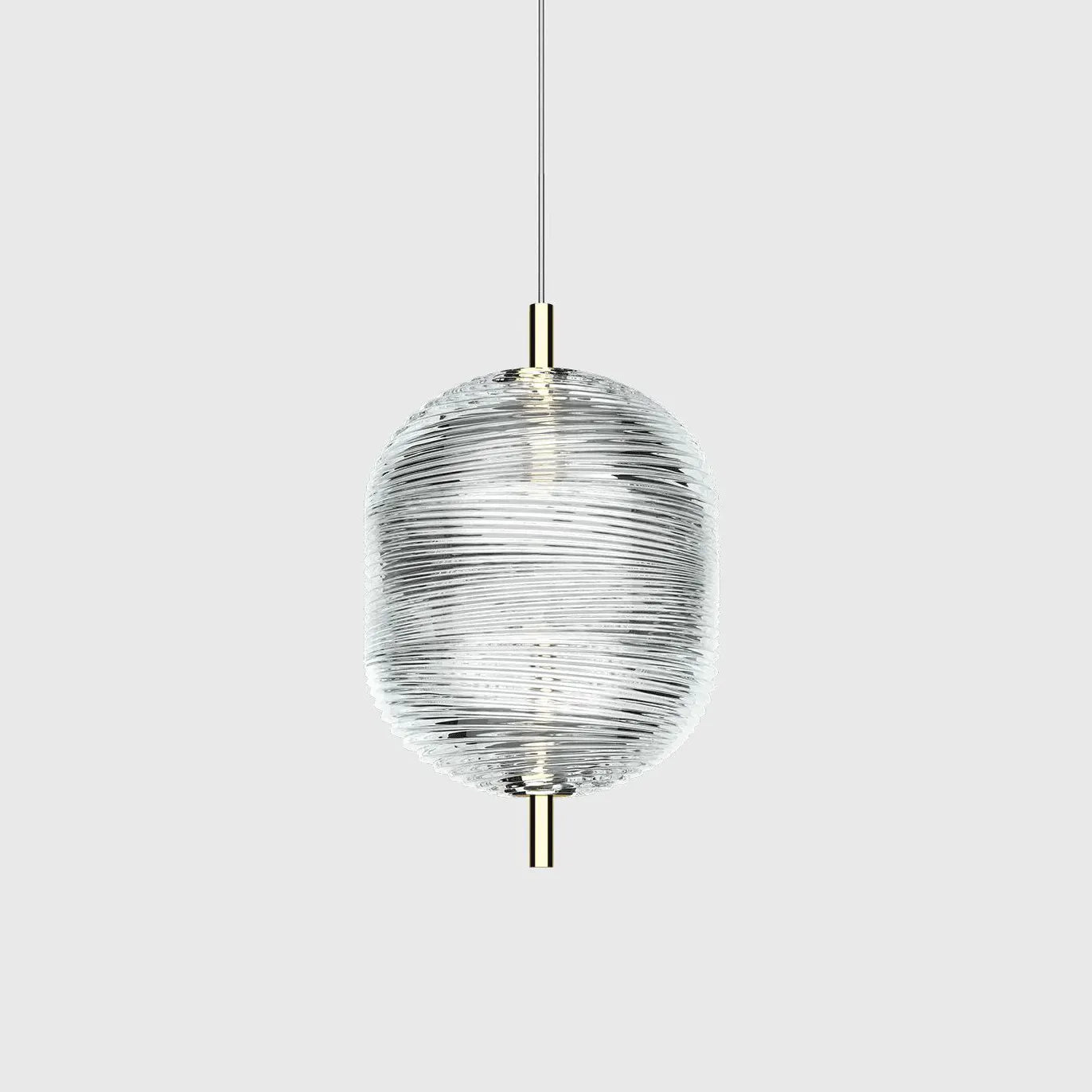 Clear Ribbed Glass Industrial Pendant Light