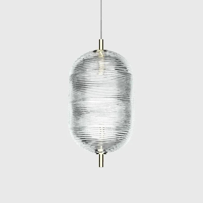 Clear Ribbed Glass Industrial Pendant Light