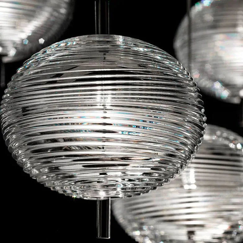 Clear Ribbed Glass Industrial Pendant Light