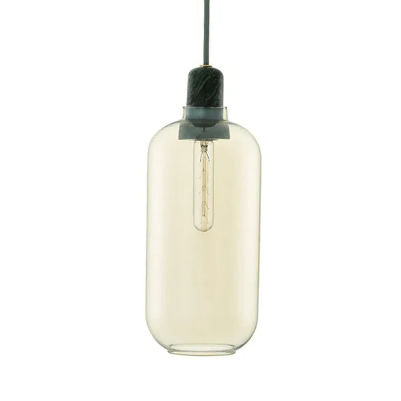 Smoke Grey Transparent Glass Cylindrical Pendant Light