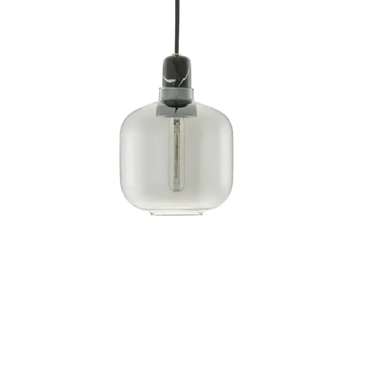 Smoke Grey Transparent Glass Cylindrical Pendant Light