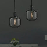 Smoke Grey Transparent Glass Cylindrical Pendant Light