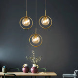 Circular Geometric Design Gold Glass Pendant Light