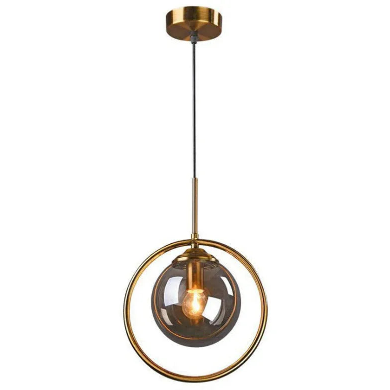 Circular Geometric Design Gold Glass Pendant Light