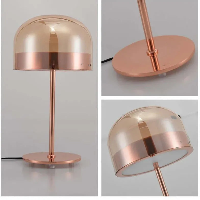 Domed Shade Metallic Gloss Minimalist Table Lamp