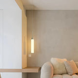 Lámpara colgante de vidrio blanco cilíndrica moderna para mesita de noche
