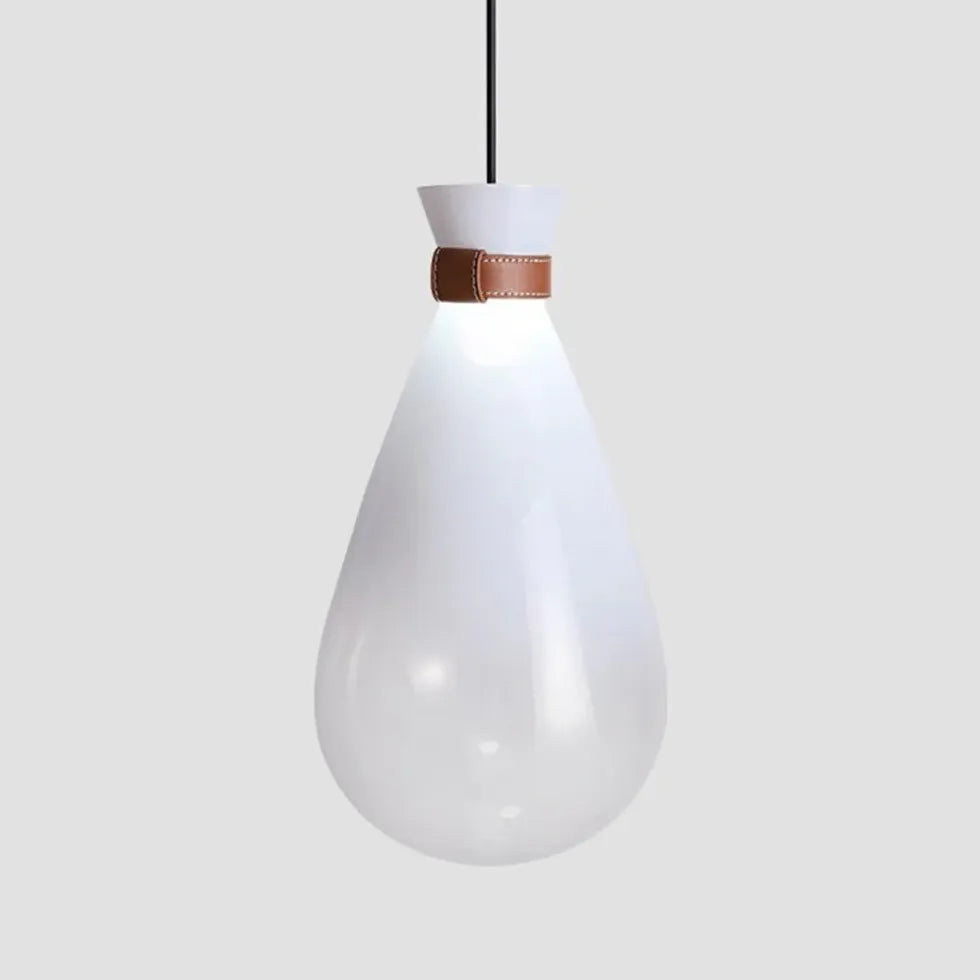 White Teardrop Shaped Glass LED Pendant Light