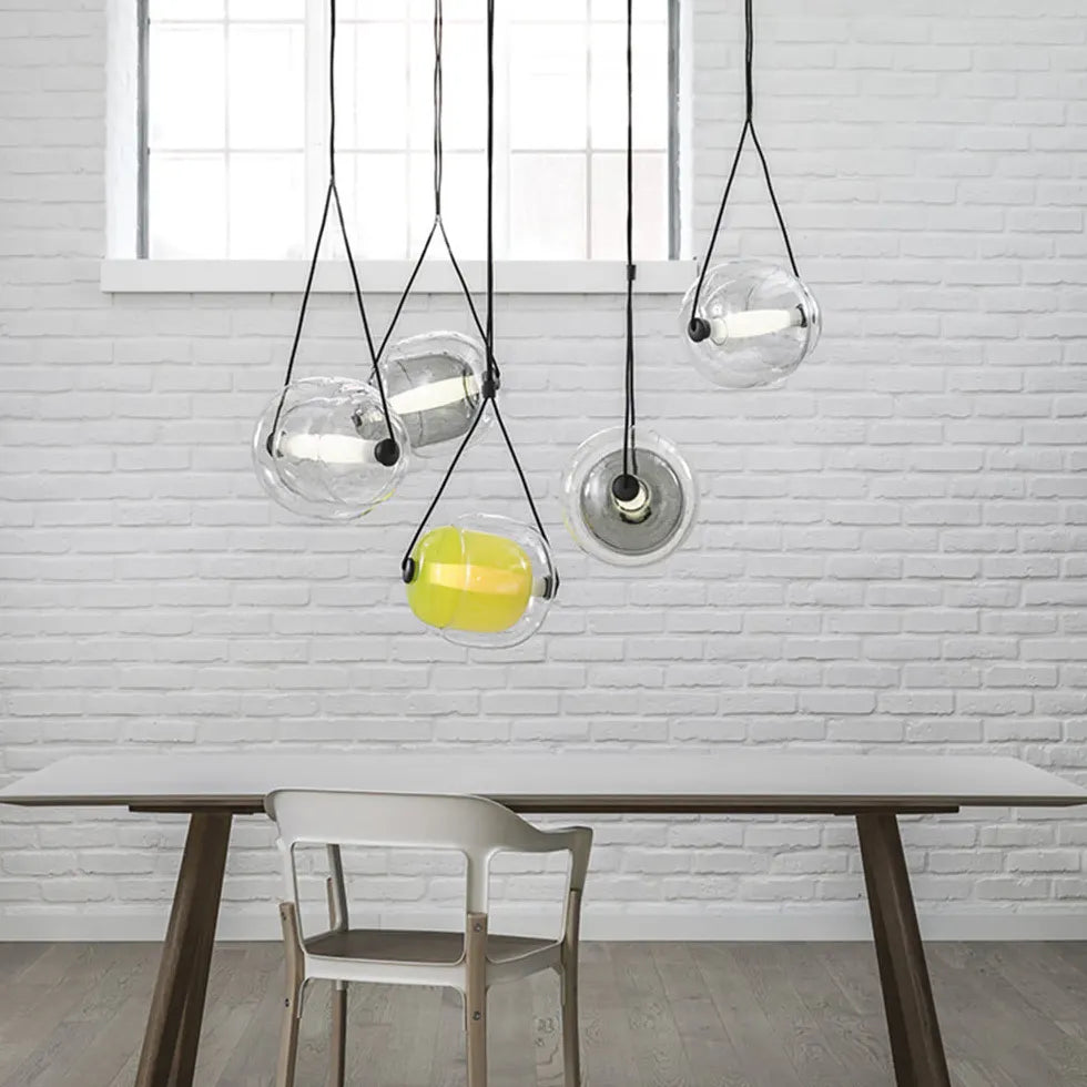 Spherical Modern Transparent Glass Pendant Light