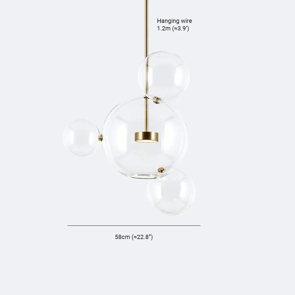 Bubble Clear Glass Gold Pendant Light