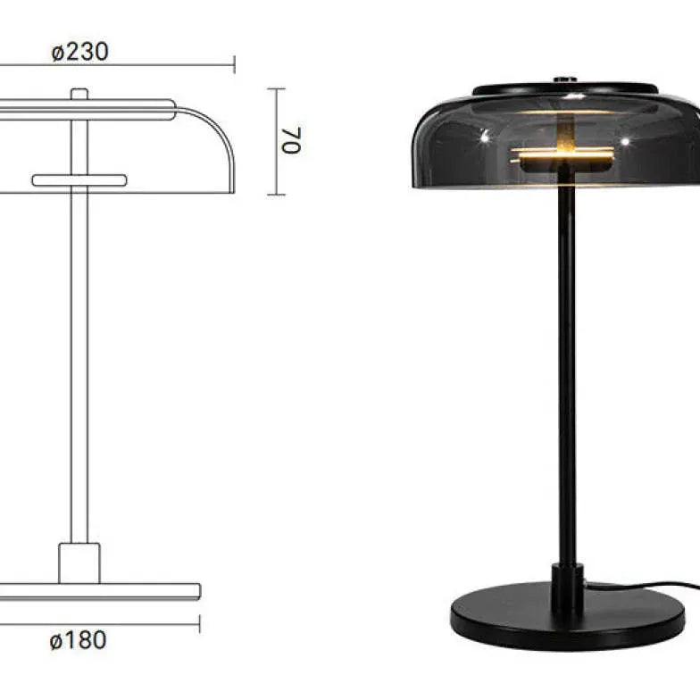 Lámpara de mesa de estilo moderno de vidrio negro 