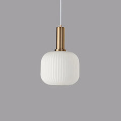 Lámpara colgante de vidrio en forma de farol a rayas