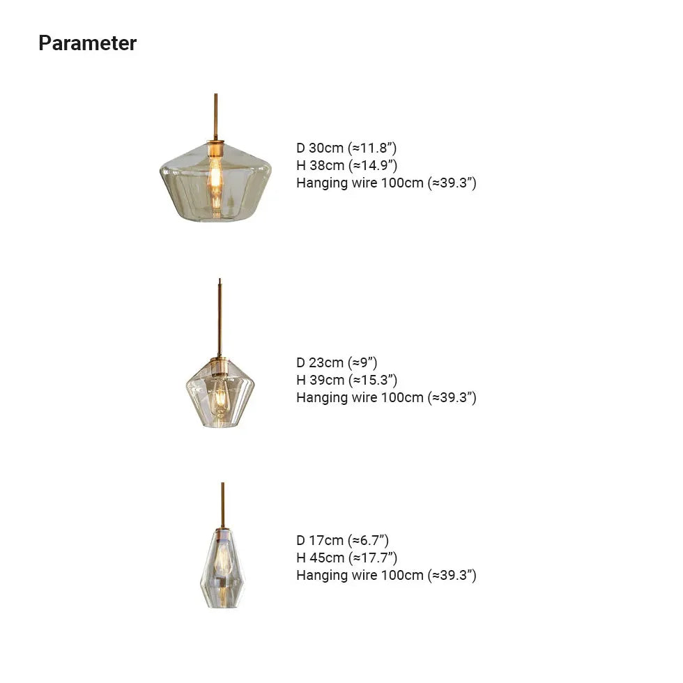 Polygonal Clear Glass Industrial Pendant Light