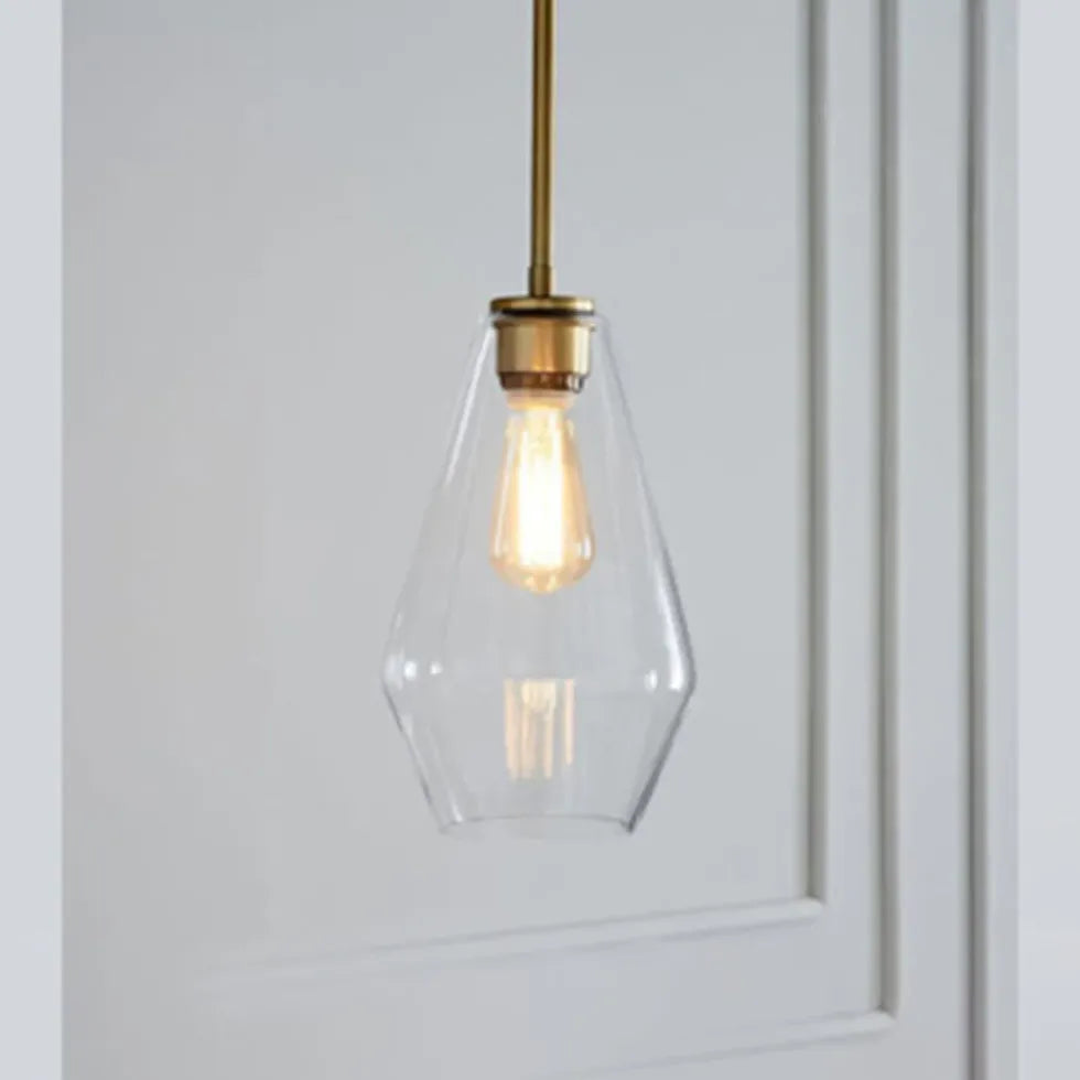 Polygonal Clear Glass Industrial Pendant Light