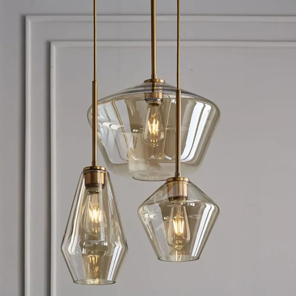 Polygonal Clear Glass Industrial Pendant Light