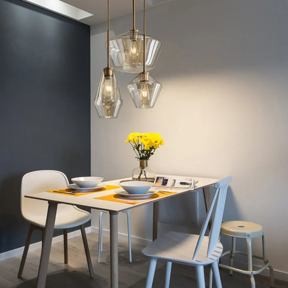 Polygonal Clear Glass Industrial Pendant Light