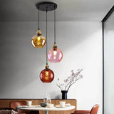 Three-Light Colored Glass Dining Pendant Light