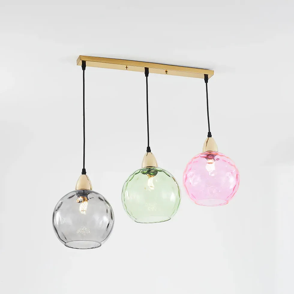 Three-Light Colored Glass Dining Pendant Light