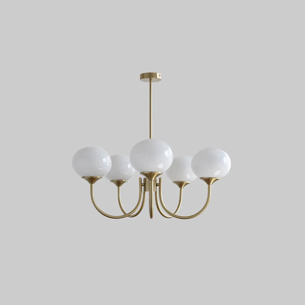 White Globe Glass Minimalist Chandelier