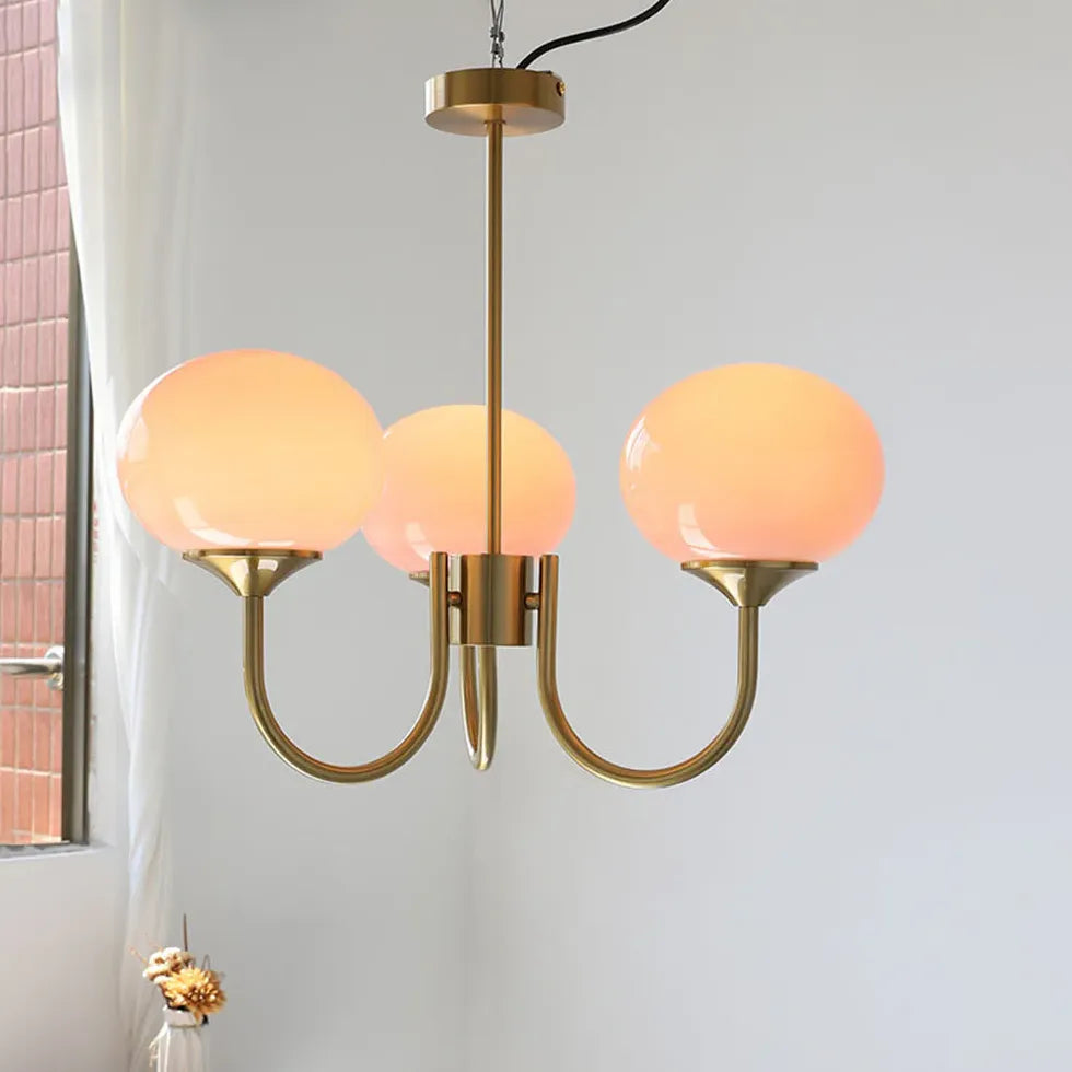 White Globe Glass Minimalist Chandelier