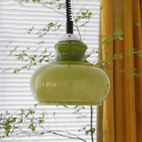 Lampara colgante verde diseño en vidrio estilo crema