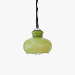 Lampara colgante verde diseño en vidrio estilo crema