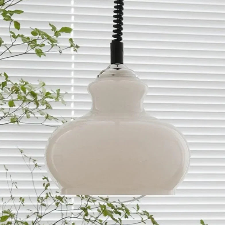 Lampara colgante verde diseño en vidrio estilo crema