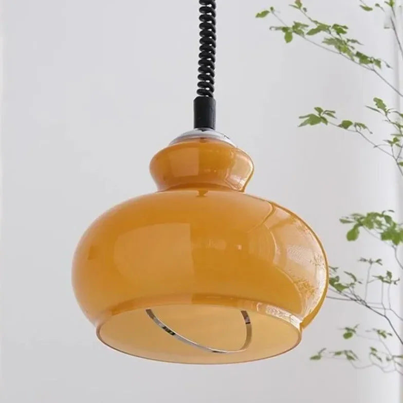 Lampara colgante verde diseño en vidrio estilo crema