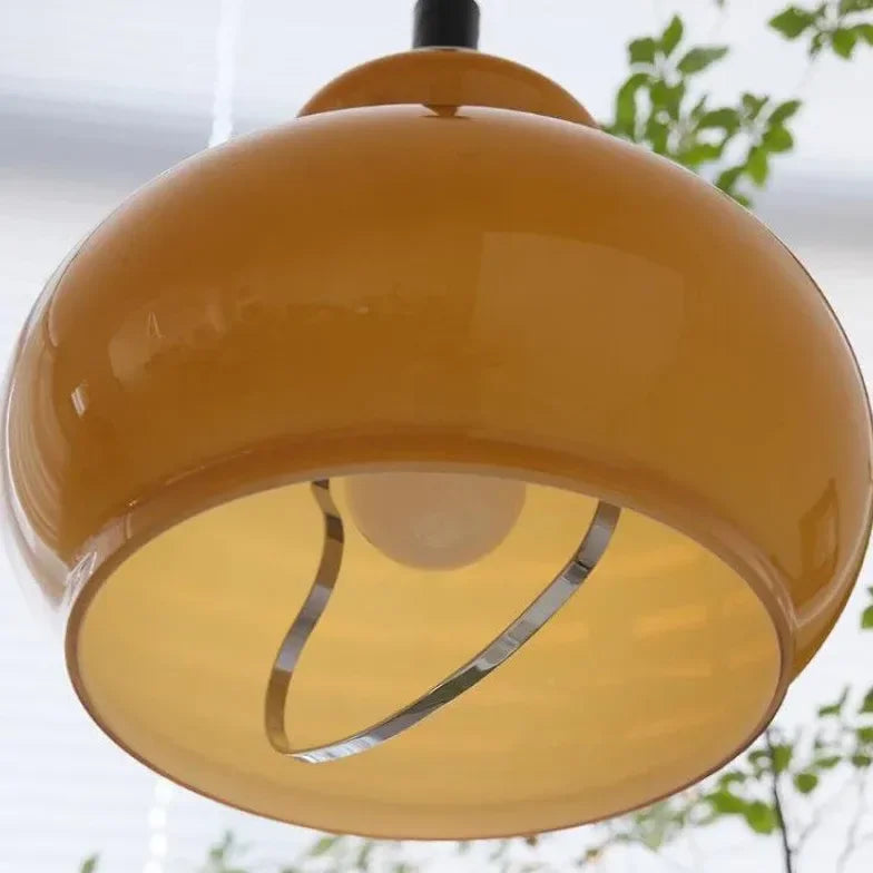 Lampara colgante verde diseño en vidrio estilo crema