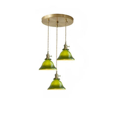 Lámpara colgante cristal vintage diseño con vidrio verde para comedor