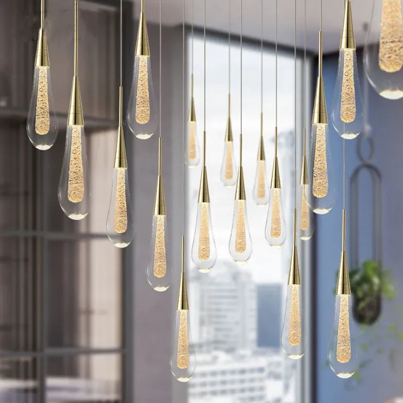 Water Droplet Linearity Gold Kitchen Pendant Light