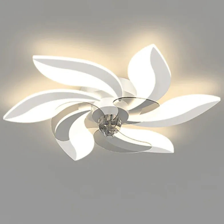 Ventilador de techo moderno con luz LED en forma de flor de lujo 