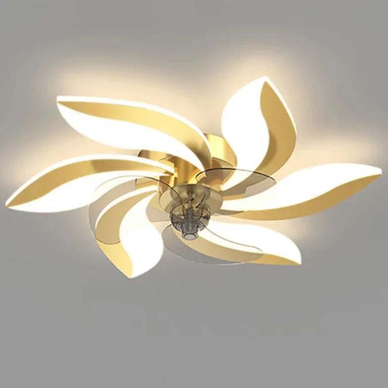 Ventilador de techo moderno con luz LED en forma de flor de lujo 