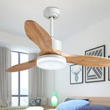 Faux Wood White Bedroom Fan Light