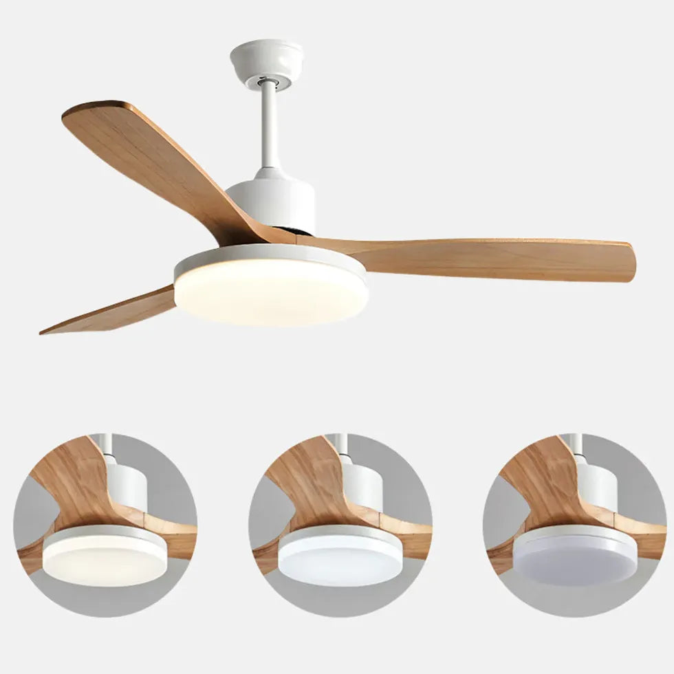 Faux Wood White Bedroom Fan Light