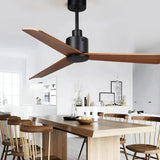 Three-Blade Walnut Color Simple Kitchen Fan Light