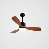 Wooden Tri-blade Walnut Color Ceiling Fan Light