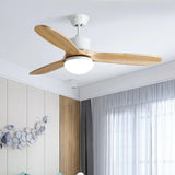 Wooden Tri-blade Walnut Color Ceiling Fan Light