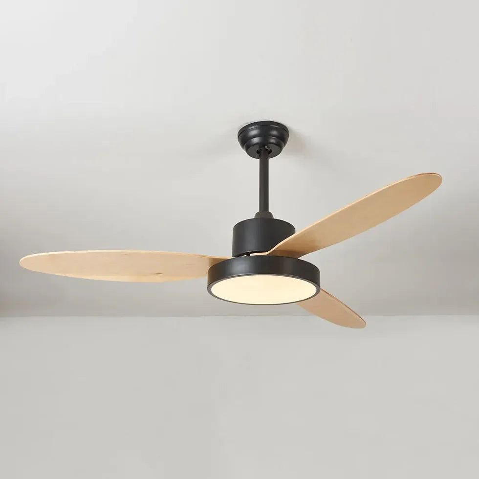 Ventilador de techo motor DC con luz estilo nórdico para sala