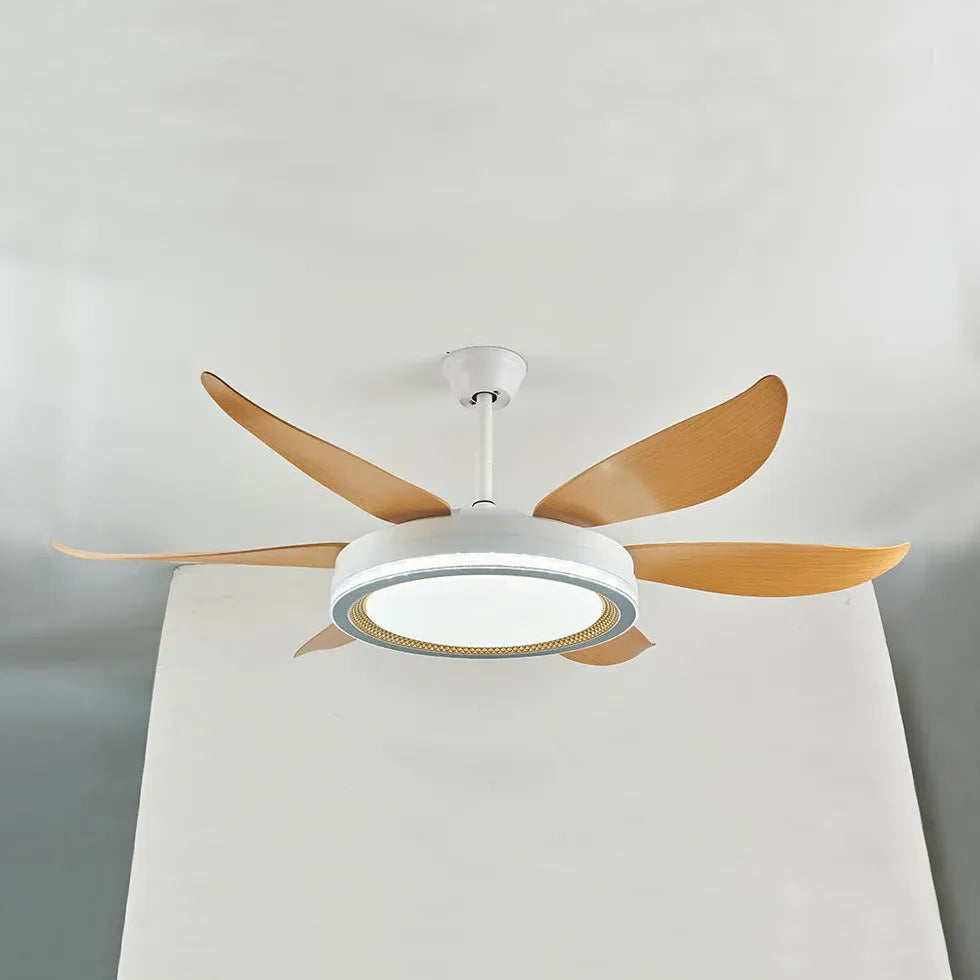 Ventilador de techo con luz LED regulable diseño madera para salón