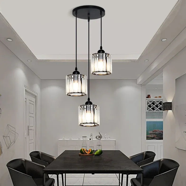 Transparent Cylindrical Glass Pendant Light